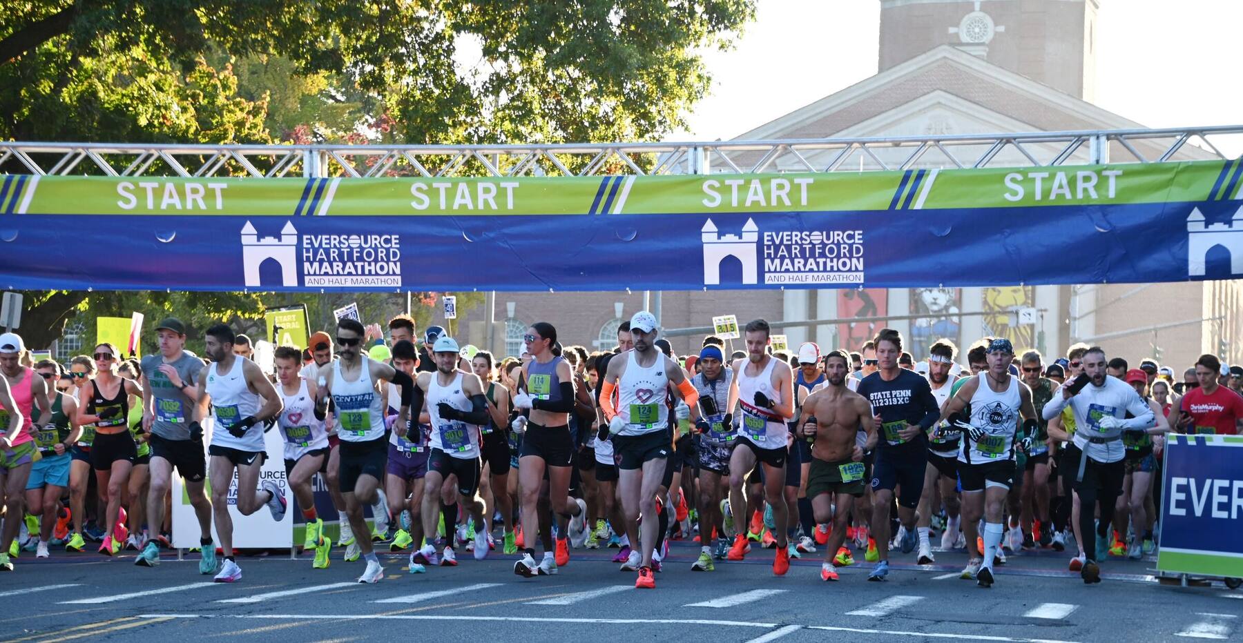 Hartford Marathon start line, a popular Connecticut goal race for Get Up Earlier coaching clients