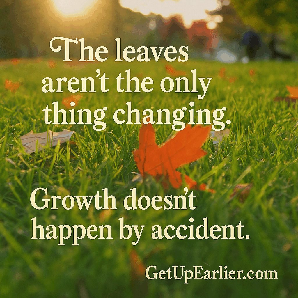 Autumn leaves with growth mindset quote
