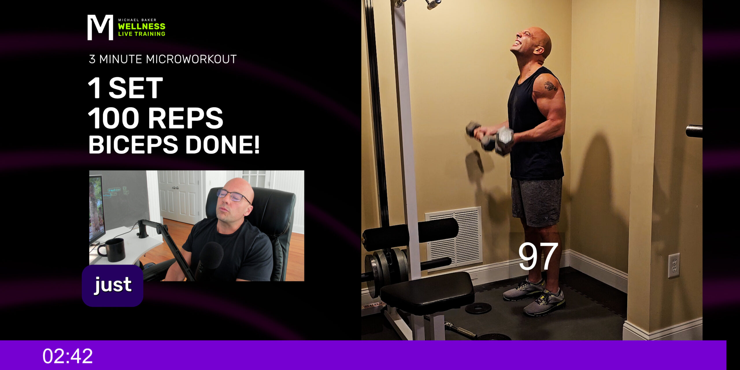 Featured image for “Biceps DONE! 1 Set, 100 Curls – 3 Minute Microworkout – Guided Training”