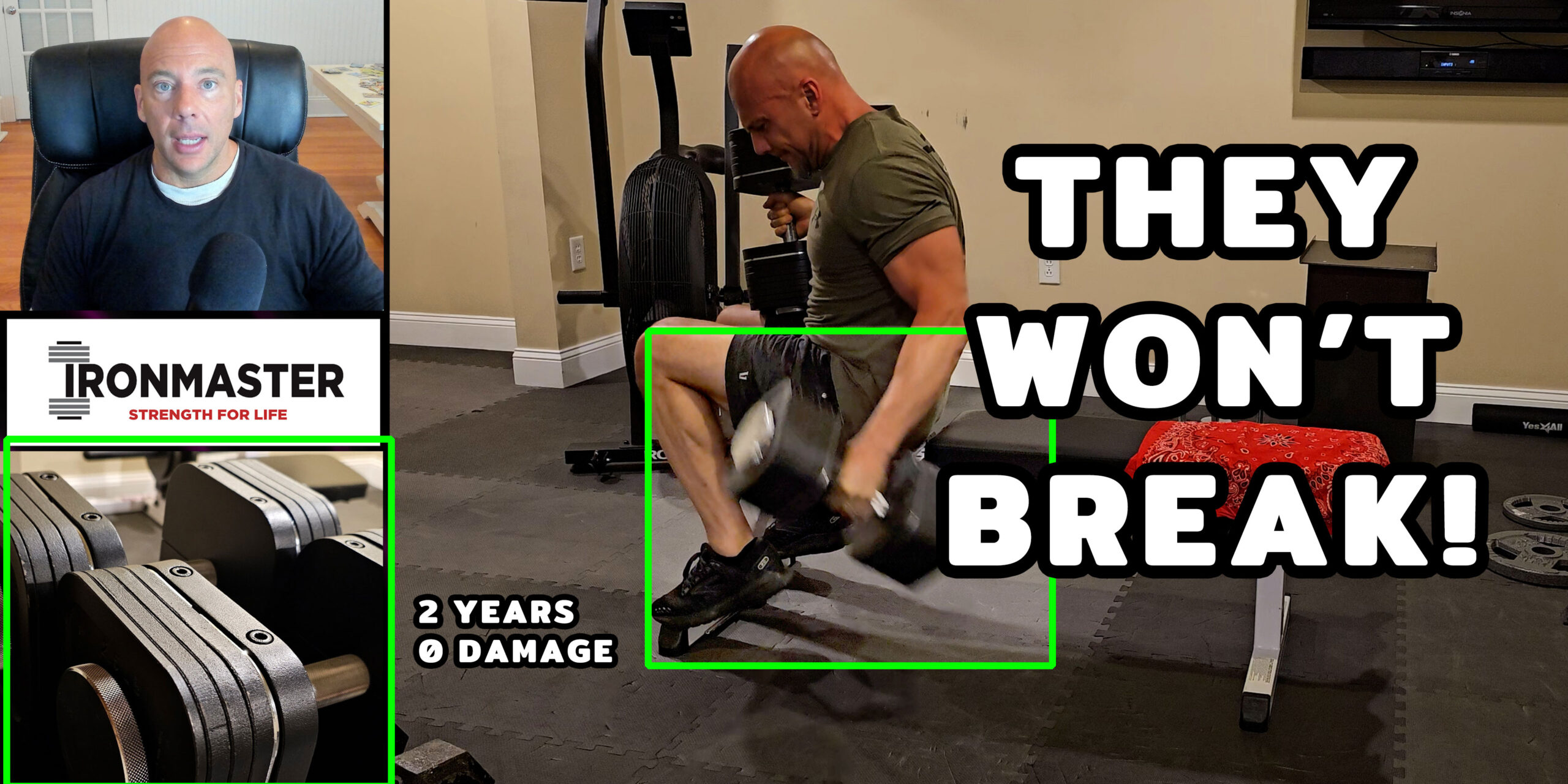 Featured image for “Repeatedly dropping heavy Ironmaster adjustable dumbbells. THEY WON’T BREAK!  @IronmasterPro #lift”