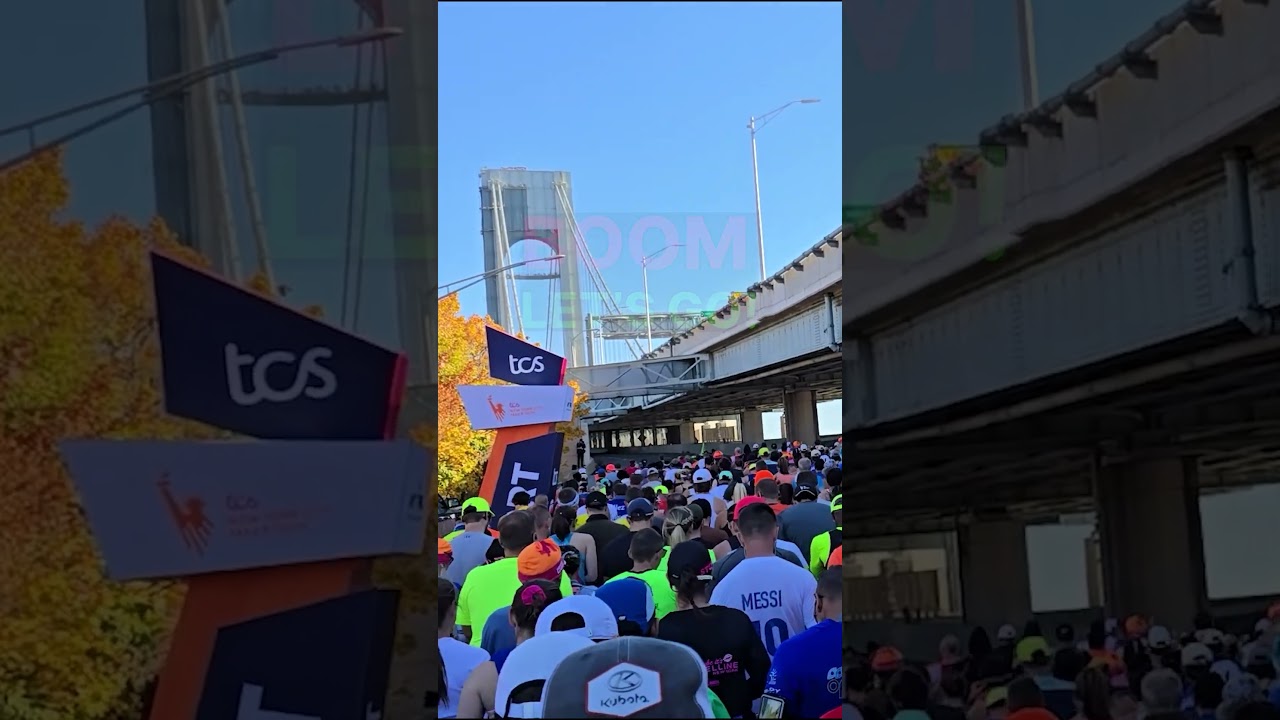 Featured image for “Start CANNON Wave 3 Pink Corral! They’re off and moving up the Verrazzano Bridge #nycmarathon #2024”